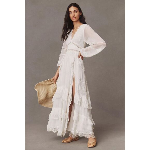 Anthropologie Rococo Sand Mia Long-Sleeve Ruffled Maxi Dress $545 - Picture 1 of 8